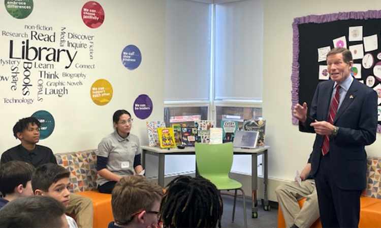 U.S. Senator Blumenthal visits Ben Bronz Academy, a special education school.